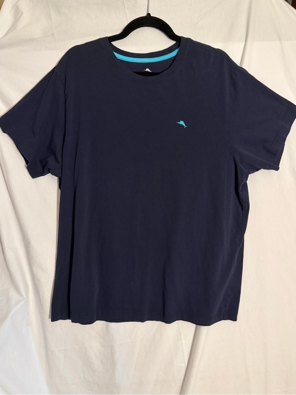 #506 Tommy Bahama Navy Short-Sleeve Crew T-Shirt with Turquoise Dolphin Logo
